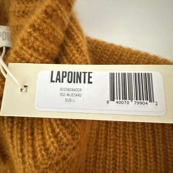 NWTs Lapointe Cropped Frayed Hem Cashmere Silk Turtle Neck Sweater (L) - Picture 15 of 16